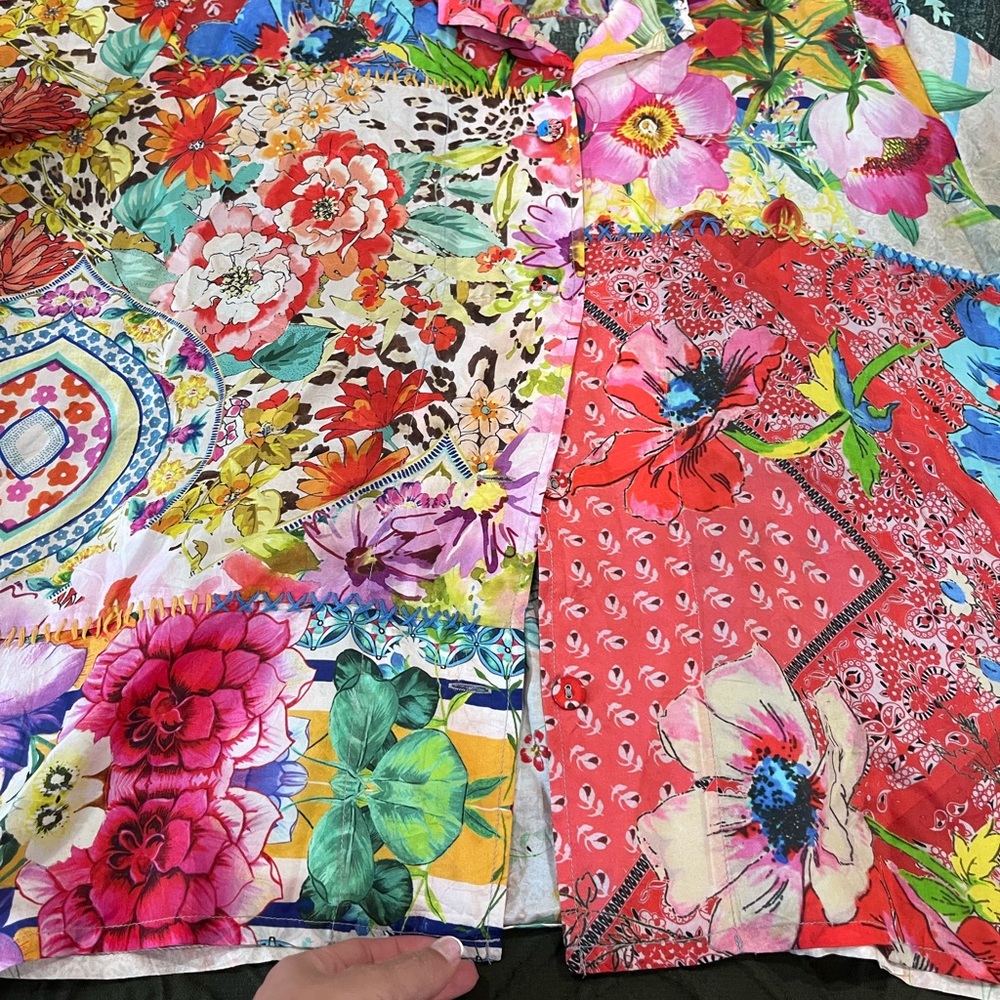 Johnny Was Multicolor Floral Patchwork Shirt - image 5